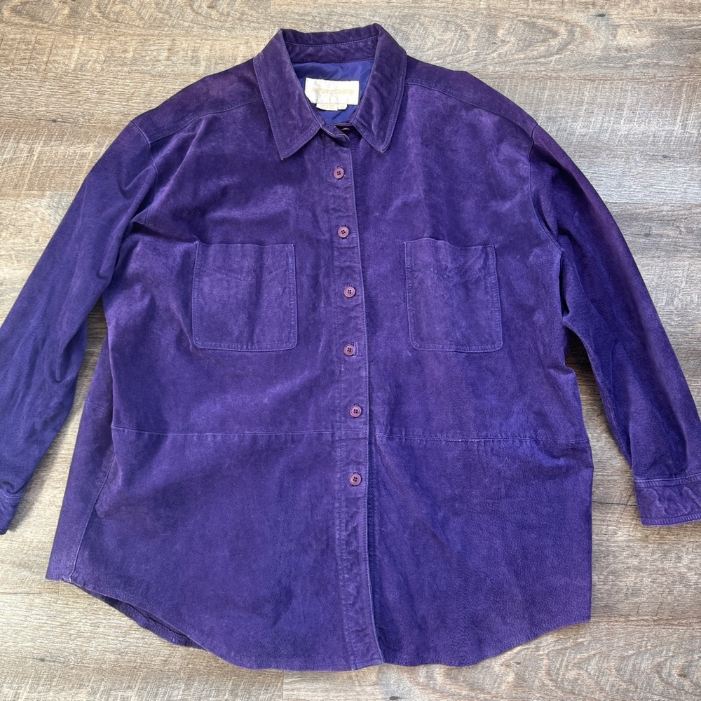 Margaret‎ Godfrey Leather Lightweight Jacket  Purple Plus Size 3X - Picture 3 of 14